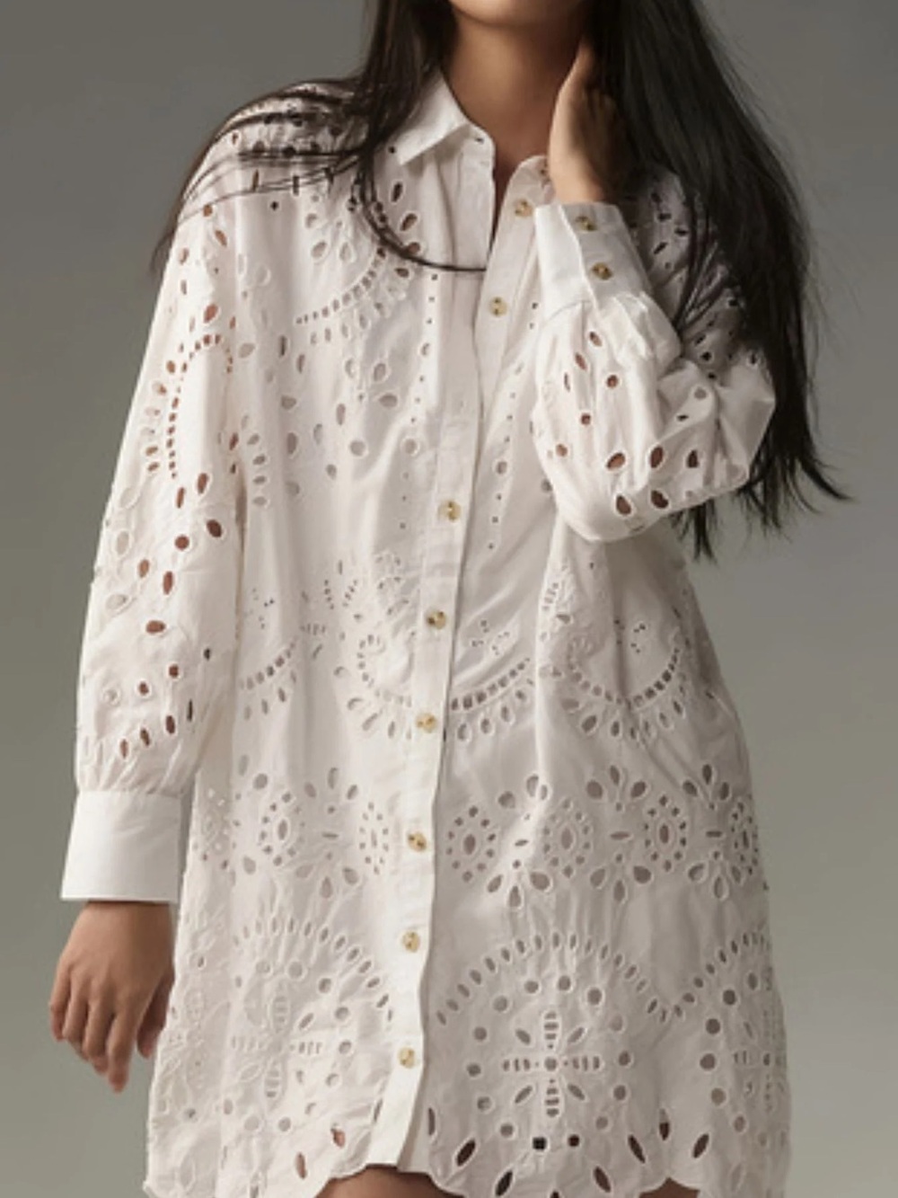 100% cotton White Eyelet Cotton Tunic Dress